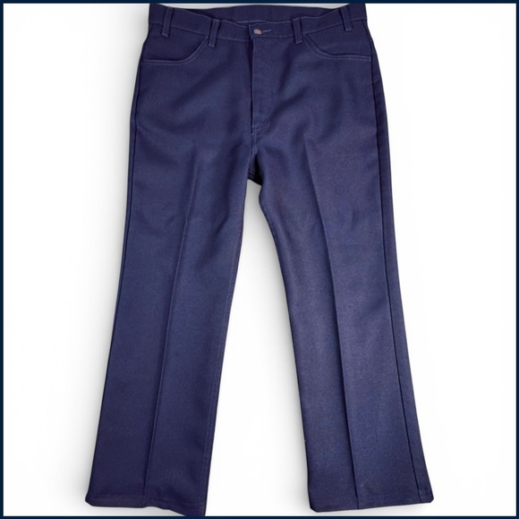 Levi's Other - VTG Levis Pants Mens 38x30 (38x28) Navy Dacron 10517 Polyester Sta‎ Prest Hemmed